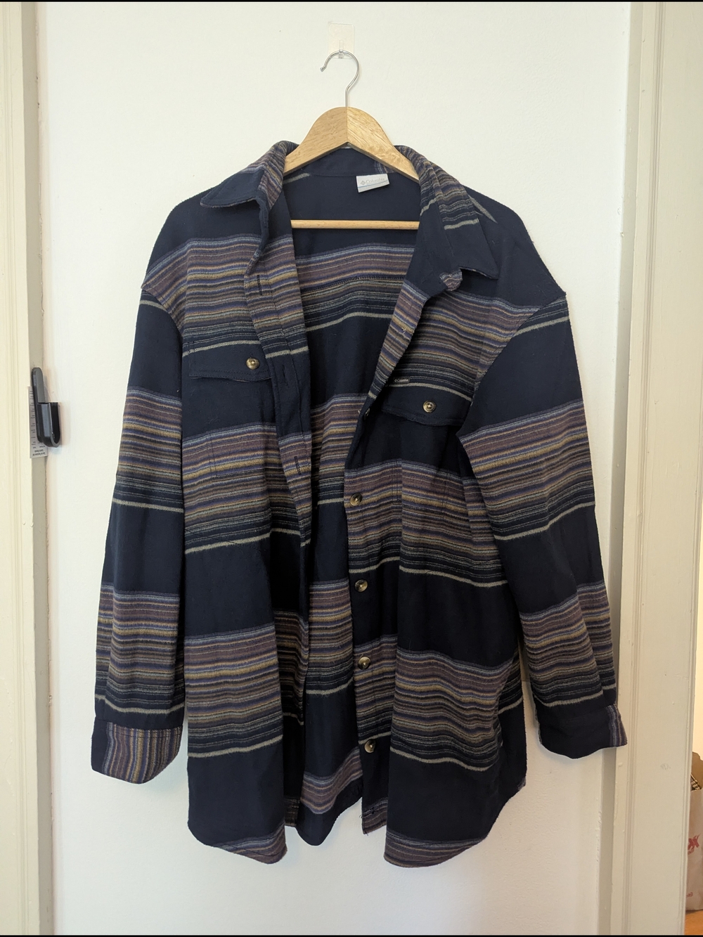 Columbia Striped Navy Button-Up Men's Jacket